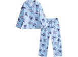 Lilo & Stitch - Pigiama Con Pantaloni Lunghi Per Bambine, Maniche Lunghe NS9657 (128) (Blu)