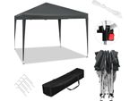 Gazebo Pieghevole Pop-Up - Tenda Da Festa 3X3 M - Impermeabile, Rivestimento Inpoliuretano210D Oxford - Telaio In Ferro Regolabile In Altezza - Pieghevole - Protezione Solare - Antracite