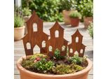 Casette Rustiche Delle Streghe In Acciaio – Decorazioni Da Giardino In Metallo, Set Da 3 Pezzi