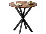 Tavolo Da Pranzo Rotondo In Stile Industriale Ø80 Cm, Tavolo Da Cucina Per 2 Persone, Base A X In Acciaio, Marrone Vintage E Nero, Tavolo Da Pranzo Piccolo, Look Retrò
