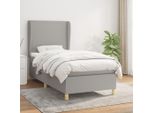 The Living Store Letto A Molle Con Materasso Grigio Chiaro 80X200 Cm In Tessuto
