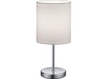 Reality Leuchten Tischleuchte "Jerry", Grau (Chromfarben), 1, Ø 13Cm H: 28,5Cm, 2 Stk., Leuchten, 2Er-Set Tischlampe, Stoffschirm, Weiß, Schnurschalter, Nachttischlampe, Tischleuchte
