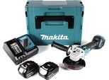 Makita Dga 511 Rtj Smerigliatrice Angolare A Batteria 18V 125 Mm In Valigetta Makpac + 2X Batterie 5,0 Ah + Caricatore Rapido Dc 18 Rc