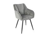 Riess-Ambiente Drehbarer Retro Stuhl Avignon Grau Chenille Schwarze Metallbeine
