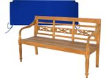 Panca Da Giardino Teako Design Aoste In Teak - Panca In Legno Massiccio Resistente Alle Intemperie Con Schienale Floreale (150 Cm, Blu)