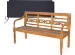 Panchina Da Giardino Teako Design Aoste In Teak - Panchina In Legno Massiccio Resistente Alle Intemperie Con Schienale Floreale (150 Cm, Nero)