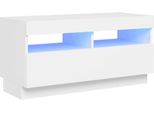 The Living Store Mobile Tv Con Luci Led Bianco 80X35X40 Cm