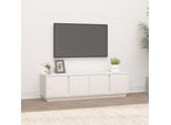 The Living Store Mobile Tv Bianco 140X40X40 Cm In Legno Di Pino Massiccio