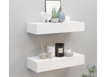 The Living Store Mensole A Muro Con Cassetti 2 Pz. Mdf Bianco 60X23,5X10 Cm