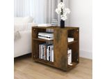 The Living Store Tavolino In Rovere Fumé 70X35X55 Cm Materiale A Base Di Legno