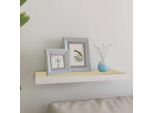 The Living Store Scaffale Galleggiante Effetto Rovere E Bianco 60X23,5X3,8 Cm Mdf