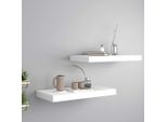 The Living Store Mensole Sospese 2 Pz. Mdf Bianco 50X23X3,8 Cm