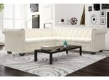 The Living Store Divano Angolare Chesterfield 5 Posti In Ecopelle Bianco