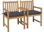 The Living Store Sedie Da Giardino 2 Pezzi Con Cuscini Antracite In Teak Massiccio