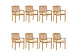 The Living Store Sedie Da Giardino Impilabili Con Cuscini 8 Pz. Legno Massiccio Di Teak