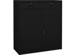 The Living Store Armadio Da Ufficio Nero 90X40X102 Cm In Acciaio