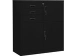 The Living Store Armadio Da Ufficio Nero 90X40X102 Cm In Acciaio