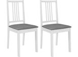 The Living Store Sedie Da Pranzo Con Cuscini 2 Pz. Legno Massiccio Bianco
