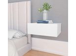 The Living Store Comodino Sospeso Bianco 40X30X15 Cm In Materiale Ligneo