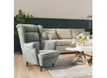 The Living Store Poltrona In Velluto Grigio Chiaro
