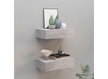 The Living Store Mensole A Muro Con Cassetti 2 Pz. Grigio Cemento 40X23,5X10 Cm Mdf