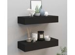 The Living Store Mensole A Muro Con Cassetti 2 Pezzi Nero 60X23,5X10 Cm Mdf