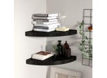 The Living Store Mensole Galleggianti Ad Angolo 2 Pz. Nero 35X35X3,8 Cm Mdf