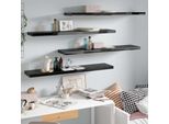 The Living Store Mensole Sospese 4 Pz. Nero Lucido 120X23,5X3,8 Cm Mdf
