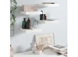 The Living Store Mensole Sospese 4 Pz. Mdf Bianco Lucido 23X23,5X3,8 Cm