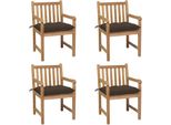 The Living Store Sedie Da Giardino 4 Pezzi Con Cuscini Tortora In Teak Massiccio