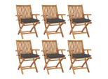 The Living Store Sedie Da Giardino Pieghevoli Con Cuscini 6 Pz. Legno Massiccio Di Teak