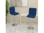 The Living Store Sgabello Da Bar 2 Pezzi. Tessuto Blu
