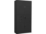 The Living Store Armadio Per Ufficio Antracite 90X40X180 Cm In Acciaio