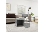 The Living Store Set Tavoli 3 Pezzi Cemento Grigio Legno Materiale