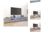 Mobile Tv Vidaxl Con Luci Led Grigio Cemento 260X35X40 Cm - Mobili Tv