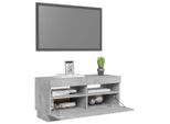 Mobile Tv Vidaxl Con Illuminazione Led Grigio Cemento 80X35X40 Cm - Mobili Tv