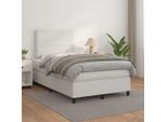 The Living Store Letto A Molle Con Materasso Bianco 120X200 Cm In Pelle Finta