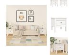 Vidaxl Tavolini 2 Pz. Bianco 40X40X39 Cm In Legno Di Pino Massiccio - Tavolini