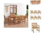 Vidaxl Set Da Pranzo Da Giardino 7 Pezzi In Teak Massiccio - Set Di Mobili Da Giardino