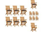 Vidaxl Sedie Da Giardino Con Cuscini Antracite 6 Pz. Legno Massiccio Teak - Sedie Da Giardino