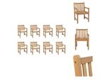Vidaxl Sedie Da Giardino 8 Pezzi Con Cuscini Crema In Legno Massiccio Teak - Sedie Da Giardino