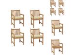 Vidaxl Sedie Da Giardino 4 Pezzi Con Cuscini Bianco Crema In Teak Massiccio - Sedie Da Giardino