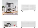 Vidaxl Mobile Tv Con Rotelle Bianco 90X35X35 Cm In Legno - Mobile Tv - Mobile Tv - Tavolo Tv - Tavoli Tv