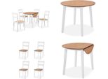 Vidaxl Gruppo Da Pranzo 5 Pezzi In Mdf E Legno Di Caucciù Bianco - Gruppo Da Pranzo - Gruppi Da Pranzo - Tavolo E Sedie Da Pranzo - Tavoli E Sedie Da Pranzo