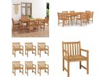 Vidaxl Set Da Pranzo Da Giardino 7 Pezzi In Teak Massiccio - Set Da Pranzo Da Giardino - Set Da Pranzo Per Esterni - Set Da Pranzo - Set Da Pranzo