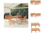 Vidaxl Set Da Pranzo Da Giardino 5 Pezzi In Teak Massiccio - Set Di Mobili Da Giardino