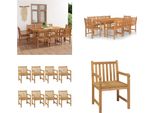 Vidaxl Set Da Pranzo Da Giardino 9 Pezzi In Teak Massiccio - Set Da Pranzo Da Giardino - Set Da Pranzo Per Esterni - Set Da Pranzo - Set Da Pranzo