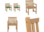 Vidaxl Sedie Da Giardino 2 Pezzi Con Cuscini Verdi In Legno Massiccio Teak - Sedia Da Giardino - Sedie Da Giardino - Poltrona Da Giardino - Sedia Di Legno