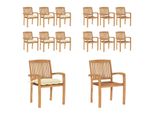 Vidaxl Sedie Da Giardino Impilabili Con Cuscino 6 Pz. Legno Massiccio Teak - Sedia Da Giardino - Sedie Da Giardino - Sedia Di Legno - Sedie Di Legno