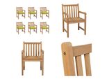 Vidaxl Sedie Da Giardino 6 Pz. Con Cuscini Verde Chiaro Legno Massello Teak - Sedia Da Giardino - Sedie Da Giardino - Poltrona Da Giardino - Sedia In Legno